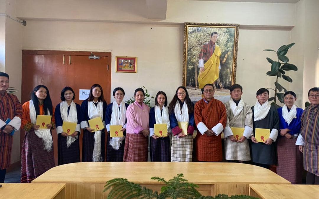Students were awarded His Majesty’s Certificate for Academic Excellence 2020/21 by the Dean with Tashi Khadar.